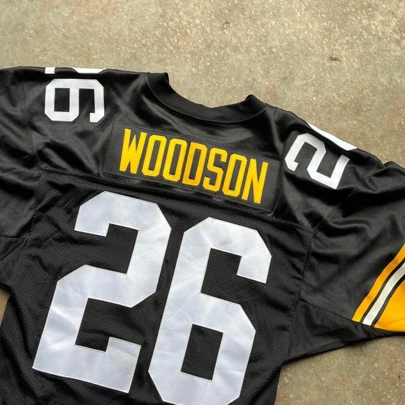 Vintage Russell Athletic Pittsburgh Steelers Rod Woodson 26 NFL Jersey Black 40 - Picture 5 of 10